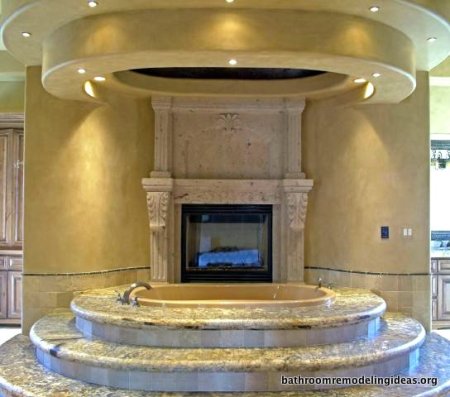 Bathtub with fireplace